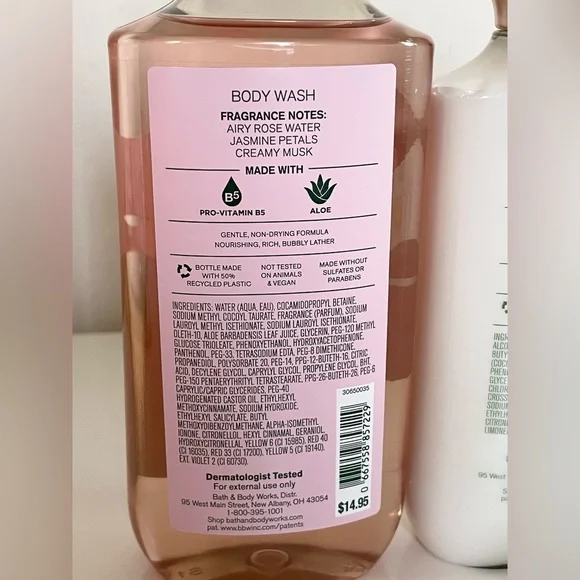 Bath & Body Works Rose Body Wash & Lotion Full Size Set with Tote Bag - Picture 9 of 11